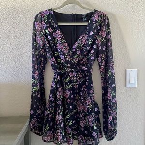 Black Floral Wrap Dress